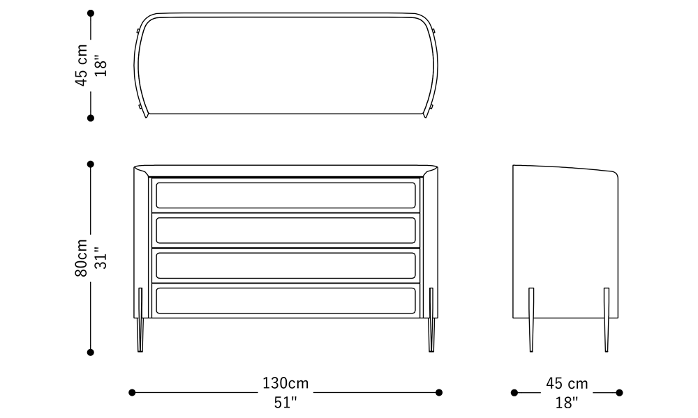 Image of the main dimensions of the product